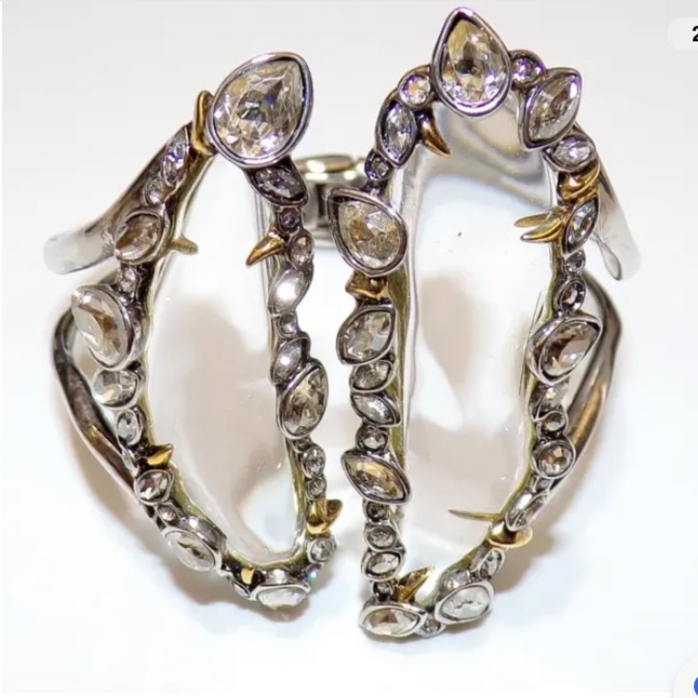 Alexis Bittar bracelet w/clear Lucite and crystals set in silver/gold tone frame